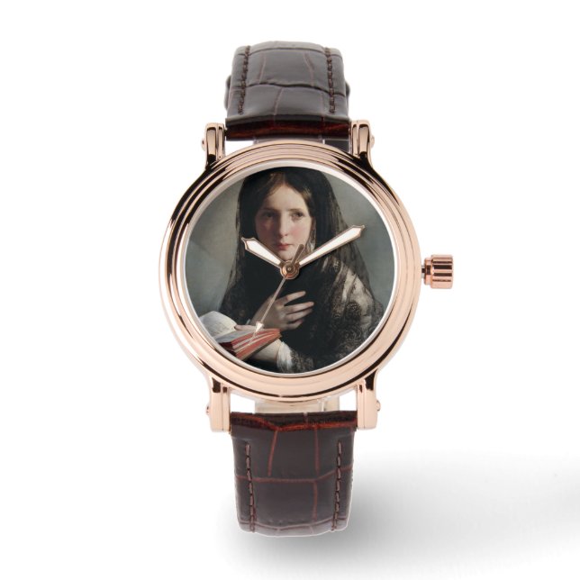 Reloj De Pulsera Joven perdida en sueños (leyendo un libro) (Anverso)