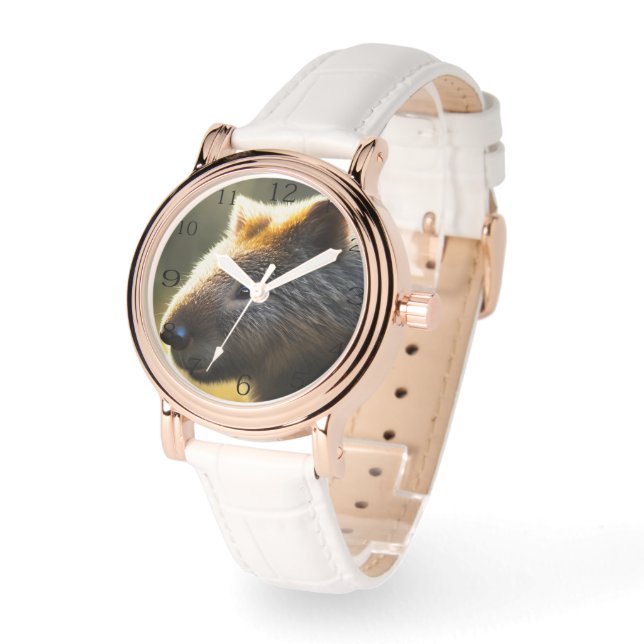 Reloj De Pulsera Joven wombat australiano, espejo compacto (Ángulo)
