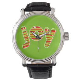 Reloj De Pulsera JOY en los Navidades, franjas rojas y verdes