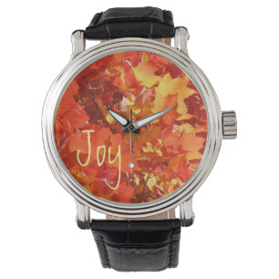 Reloj De Pulsera Joy Waters Designer Naranja hojas amarillas rojas