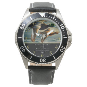 Reloj De Pulsera Juan 3:16 Cruz de fe cristiana con patos