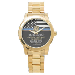 Reloj De Pulsera Jubilación de la policía de la línea azul delgada