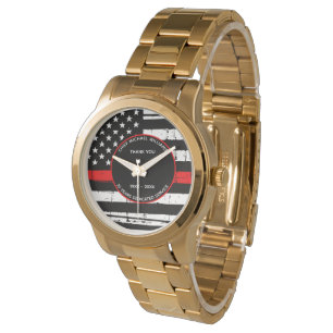 Reloj De Pulsera Jubilación personalizada de bomberos línea roja de
