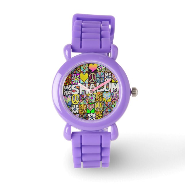 Reloj De Pulsera Judea Retro 60 Psicodelic Shalom LOVE (Anverso)