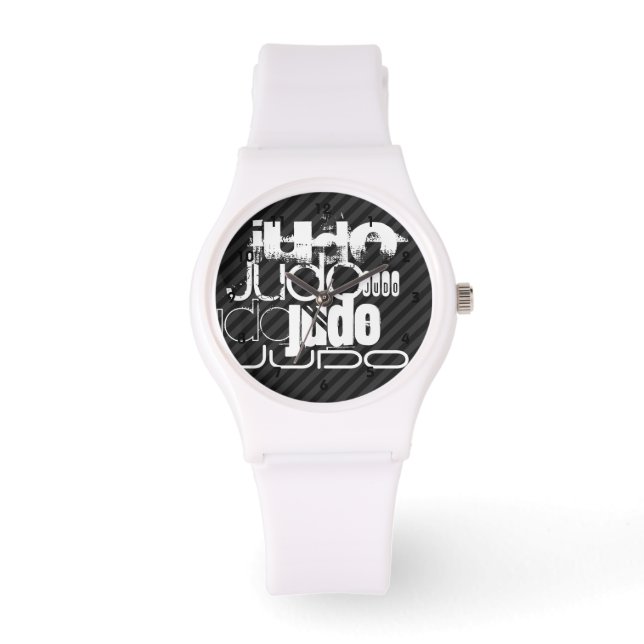 Reloj De Pulsera Judo; franjas grises negras y oscuras (Anverso)