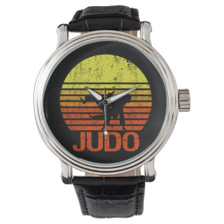 Reloj De Pulsera Judo Martial Arts Fighter Silhouette Stripes Retro
