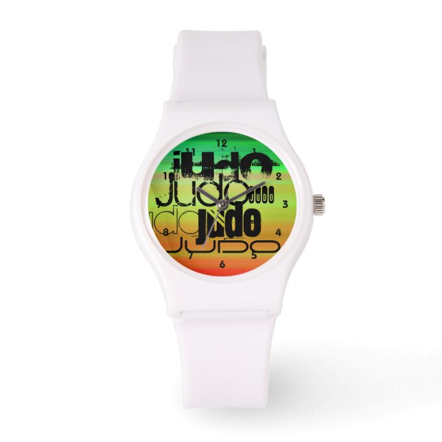 Reloj De Pulsera Judo; verde vibrante, Naranja y amarillo (Anverso)