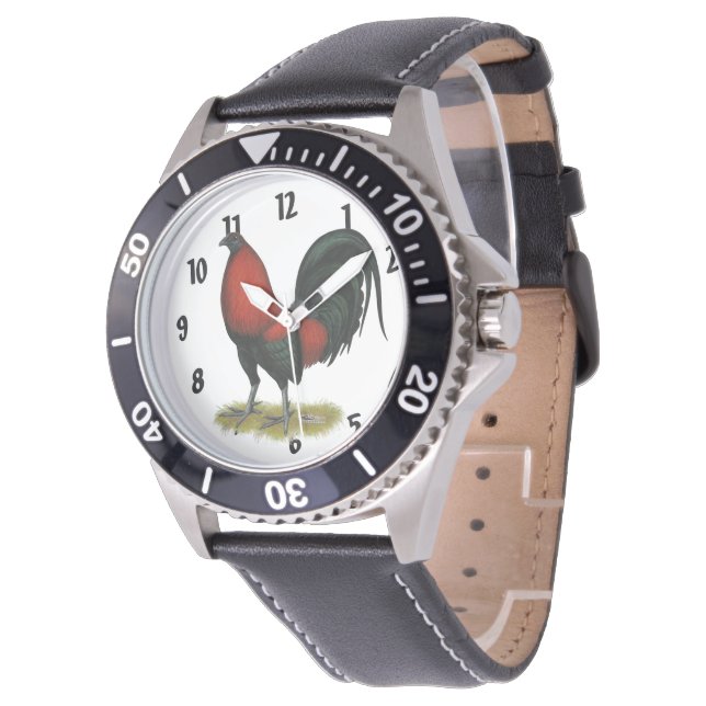 Reloj De Pulsera Juego americano BB Rojo Negro Rooster (Angular)