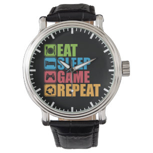 Reloj De Pulsera Juego - coma, duerma, juego, repetición -