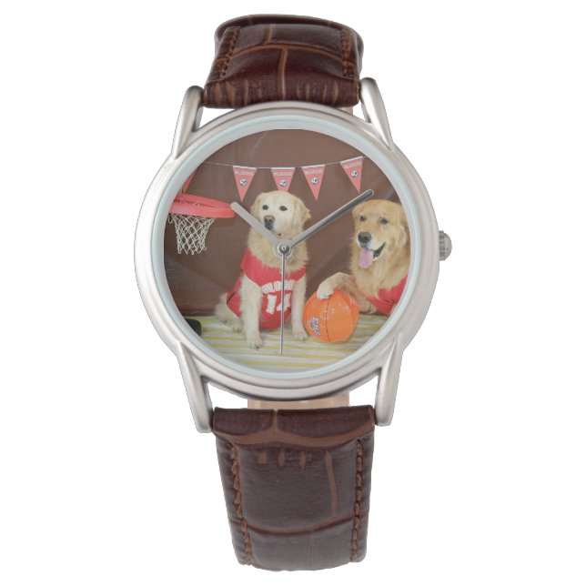 Reloj De Pulsera Juego de baloncesto Golden Retriever (Anverso)