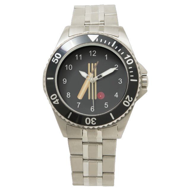 Reloj De Pulsera Juego de Cricket, Bat y Ball (Anverso)