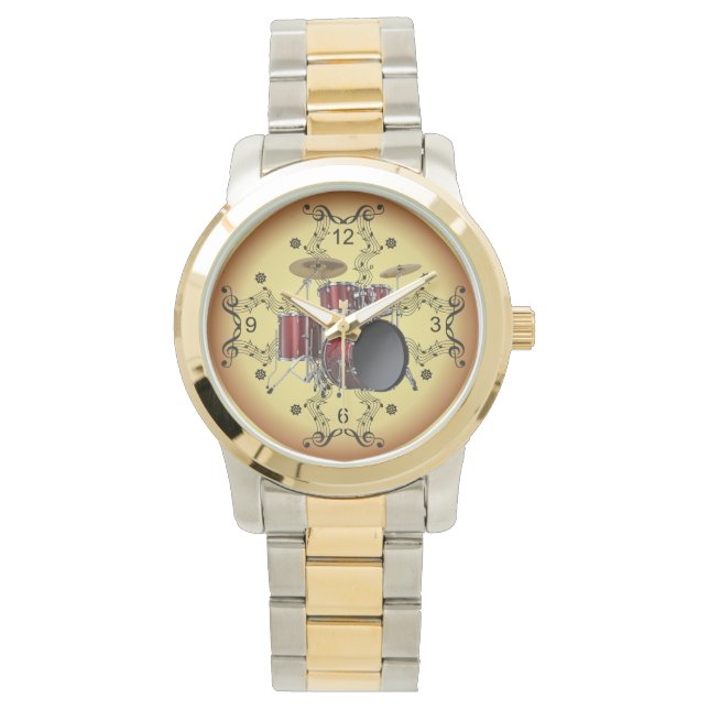 Reloj De Pulsera Juego de tambores ~ Desplazamiento musical ~ Fondo (Anverso)