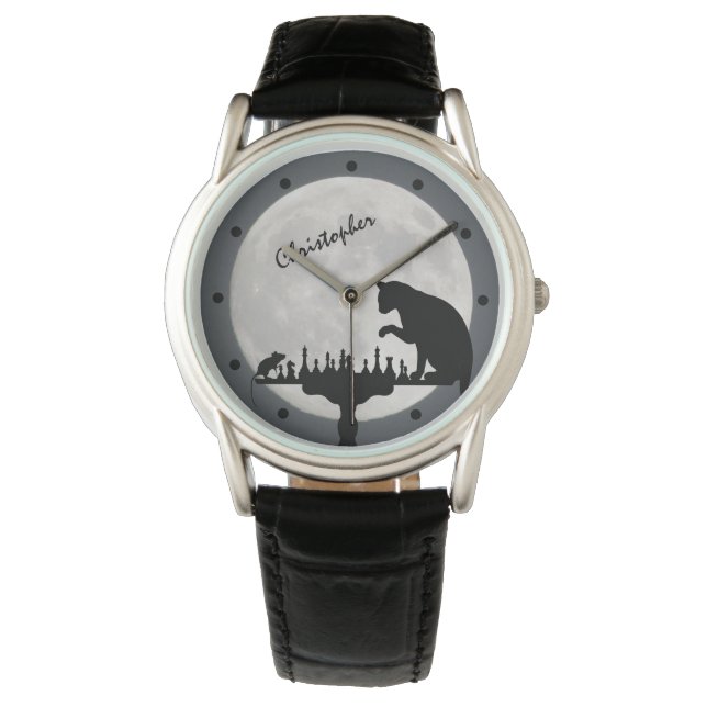 Reloj De Pulsera Juego personalizado de ratón y gato para la luna (Anverso)