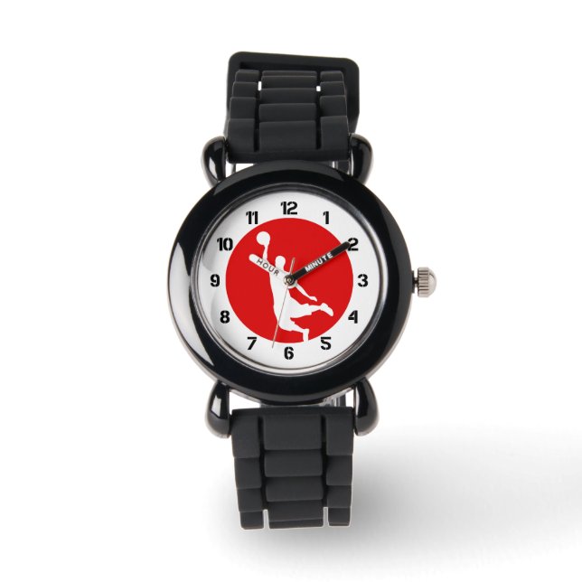 Reloj De Pulsera Jugador de baloncesto Red Circle Slam Dunk (Anverso)
