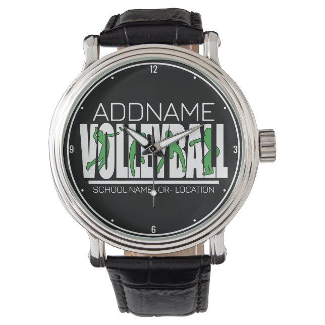 Reloj De Pulsera Jugador de equipo de voleibol AÑADIR NOMBRE Escuel (Anverso)