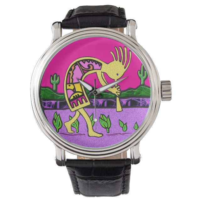Reloj De Pulsera Jugador de flauta de Kokopelli (Anverso)