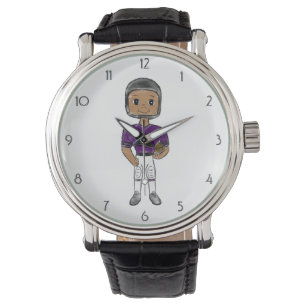 Reloj De Pulsera jugador de fútbol negro retro vintage simple