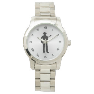Reloj De Pulsera Jugador de guitarra con números romanos negros