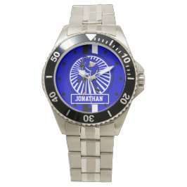 Reloj De Pulsera Jugador de hockey sobre hielo azul personalizado