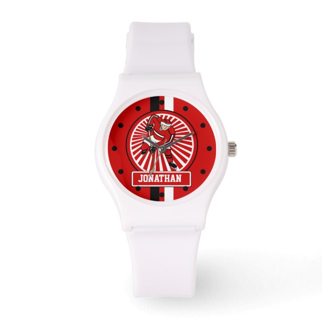 Reloj De Pulsera Jugador de hockey sobre hielo personalizado (Anverso)