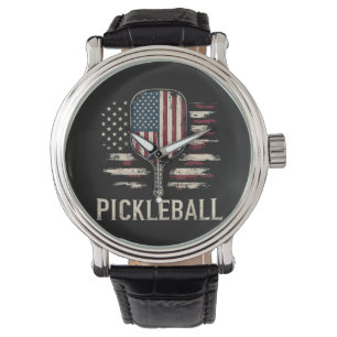 Reloj De Pulsera Jugador de Pickleball Bandera de EE. UU. Paddlebal