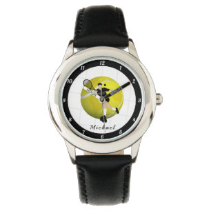 Reloj De Pulsera Jugador de Tenis Ball & Net Coach Partner Nombre N