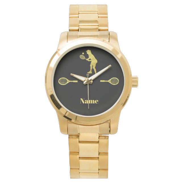 Reloj De Pulsera Jugador de tenis femenino de oro Silhouette Watch (Anverso)