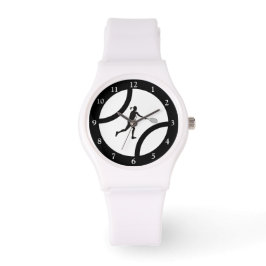 Reloj De Pulsera Jugador de tenis golpea a bolas blancas de mano tr