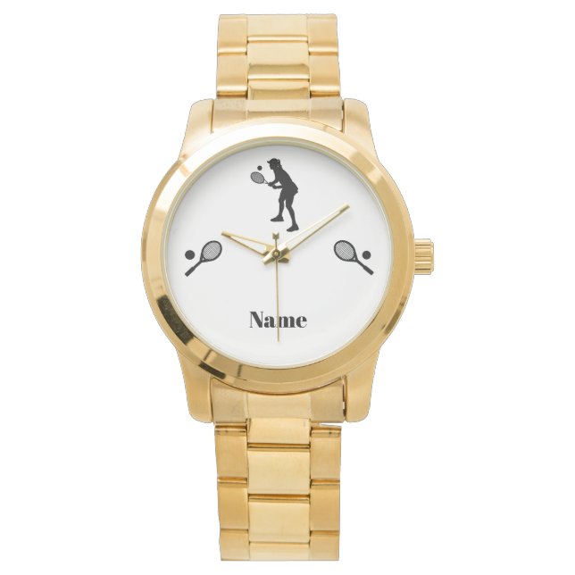 Reloj De Pulsera Jugador de tenis silhouette Watch (Anverso)