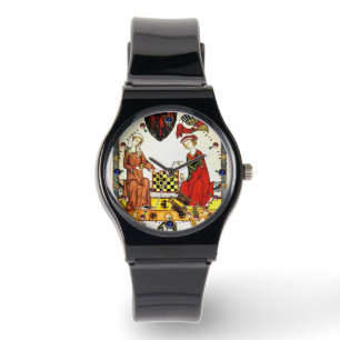 RELOJ DE PULSERA JUGADORES DE AJEDREZ MEDIEVALES EN LA CORTE