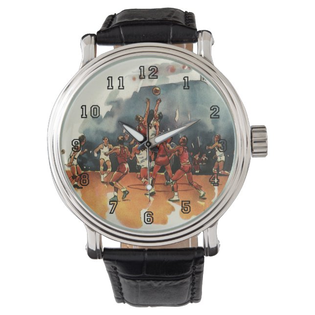 Reloj De Pulsera Jugadores De Baloncesto Deportivo Vintage (Anverso)