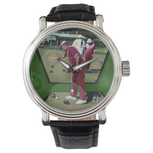 Reloj De Pulsera Jugadores de Bolos en Césped Jugando Bolos,