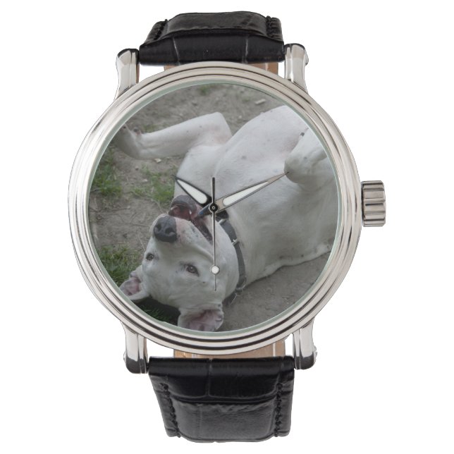 Reloj De Pulsera Jugando Dogo Argentino (Anverso)