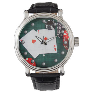 Reloj De Pulsera Jugando tarjetas y fichas de póquer estilo de trit