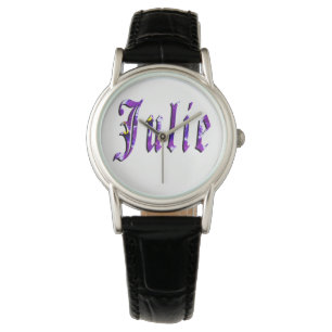 Reloj De Pulsera Julie, Name, Logo, Ladies Black Leather Watch