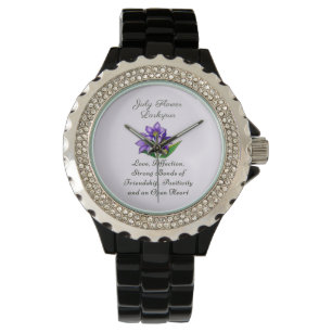Reloj De Pulsera Julio Mes de Nacimiento Flor Larkspur Arte Floral