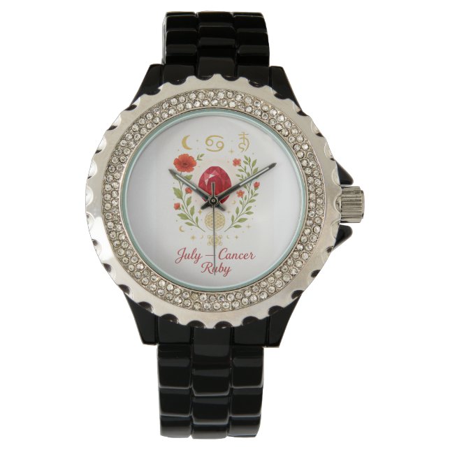 Reloj De Pulsera July Birthstone Ruby | Elegant Spiritual Wristwatc (Anverso)