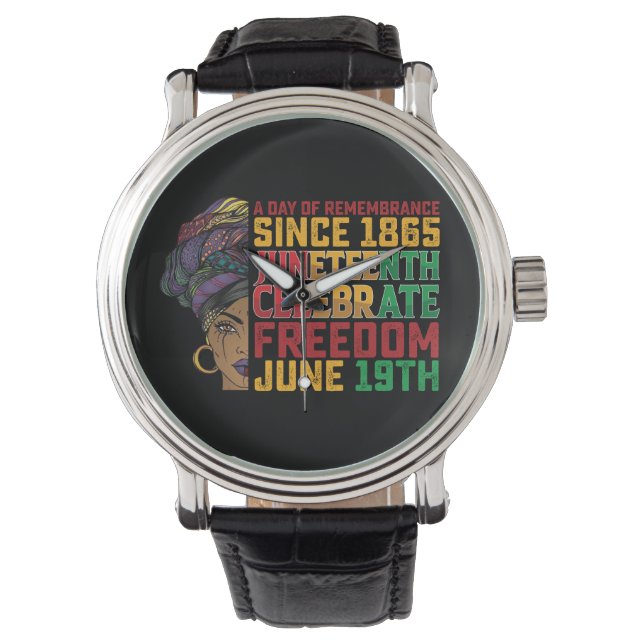 Reloj De Pulsera Juneteenth Día de la Remembranza Libertad Negra (Anverso)
