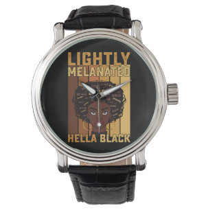 Reloj De Pulsera Juneteenth Ligeramente Melanizado Hella Negro Mela