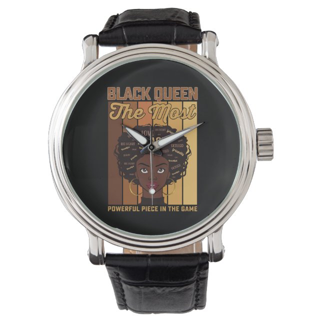Reloj De Pulsera Juneteenth Melanina Chica Negra La Más Poderosa (Anverso)