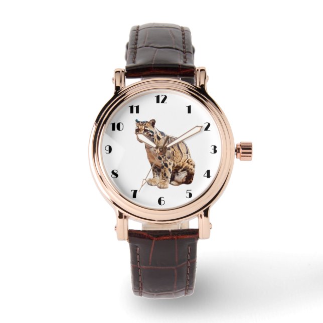 Reloj De Pulsera jungla de fotografía de leopardo nublado animal ga (Anverso)