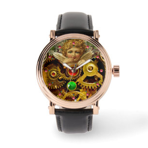 RELOJ DE PULSERA JUNTAS DE ÁNGEL DE PUNK DE VAPOR, MECANISMO Y GEMS