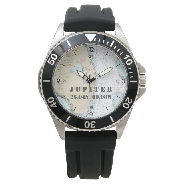 Reloj De Pulsera Júpiter FL de nautical Latitude Longitude Boater (Anverso)