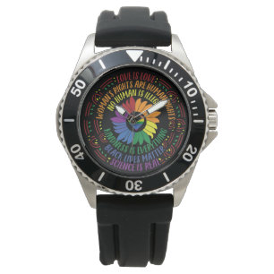 Reloj De Pulsera Justicia social Arcoiris colores de Word Art  