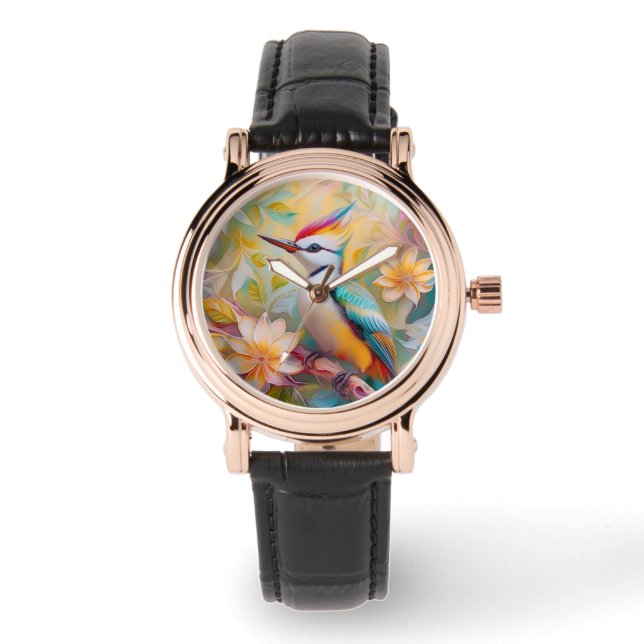 Reloj De Pulsera Juvenil Rainbow Woodpecefer Fantasy Bird (Anverso)