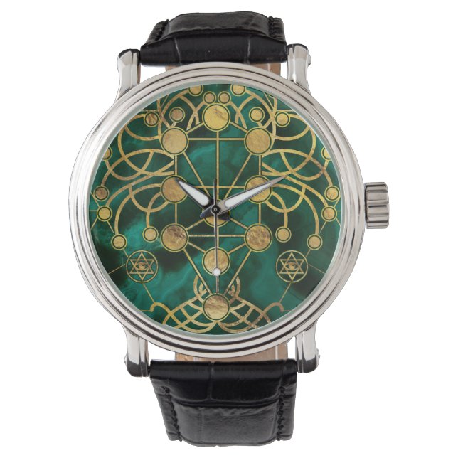 Reloj De Pulsera Kabbalah El árbol de la vida - malaquita (Anverso)