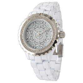 Reloj De Pulsera Kaleidoscopio de color blanco y negro
