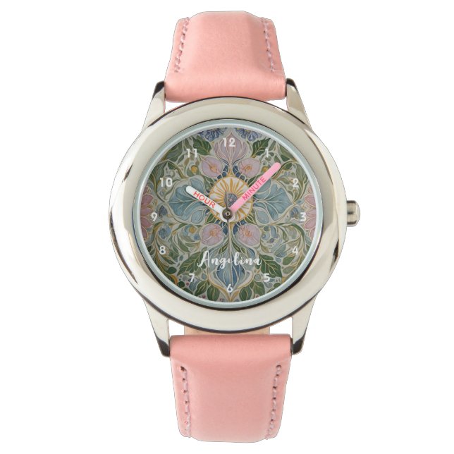 Reloj De Pulsera Kaleidoscopio floral personalizado (Anverso)