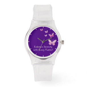 Reloj De Pulsera Kaleidoscopio rosado de mariposa tu nombre índigo