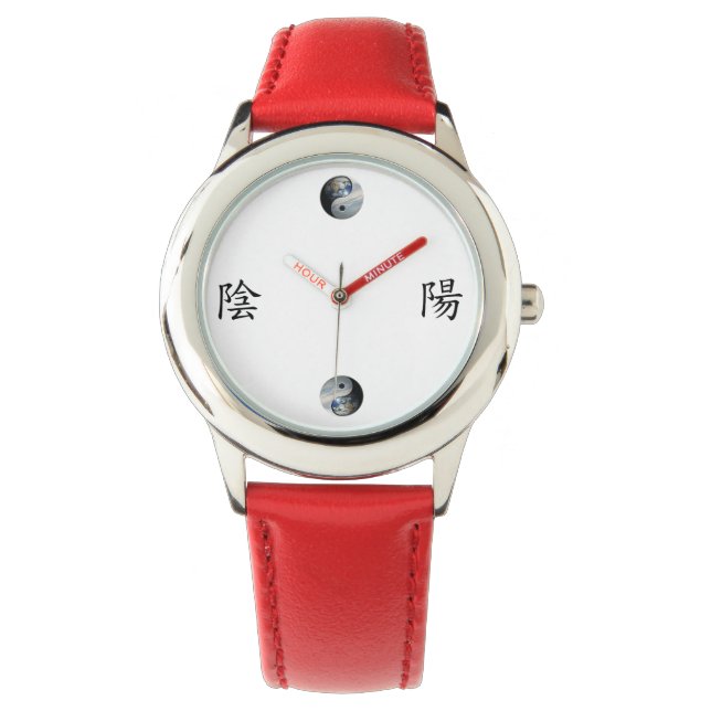 Reloj De Pulsera Kanji con Earth y Sky Yin Yang (Anverso)